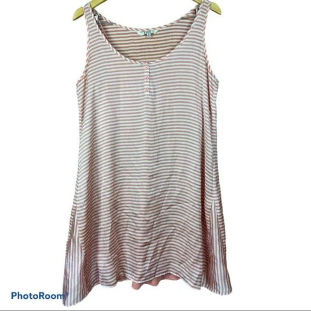 BB DAKOTA striped  coral 2 in 1 tank shift summer dress - Picture 2 of 8